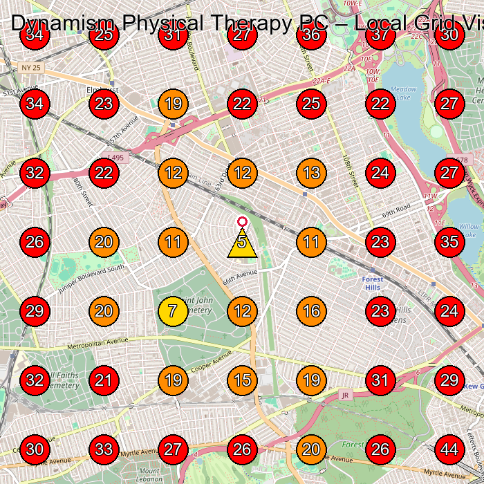 Dynamism Physical Therapy PC GeoGrid visibility map for Physical Therapy Clinic in Queens